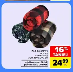 Carrefour Koc polarowy w kratę 150x200 cm oferta