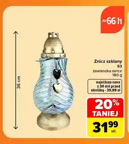 Carrefour Znicz szklany S3 zawieszka serce oferta