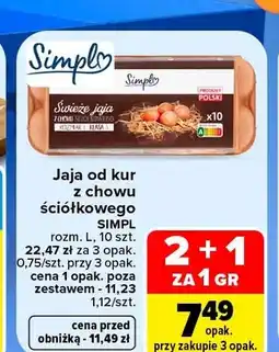 Carrefour Jajka kurze z chowu ściółkowego rozm. L Simpl oferta