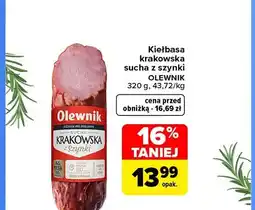 Carrefour Kiełbasa krakowska sucha z szynki Olewnik oferta