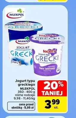 Carrefour Jogurt typu greckiego Mlekpol oferta