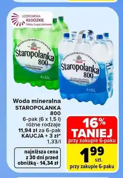Carrefour Woda mineralna Staropolanka 800 6-pak oferta