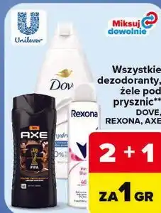 Carrefour Dezodoranty i żele pod prysznic Dove, Rexona, Axe oferta