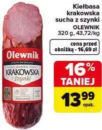 Carrefour Kiełbasa krakowska sucha z szynki Olewnik oferta
