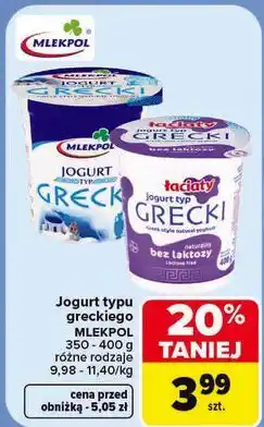 Carrefour Jogurt typu greckiego Mlekpol oferta