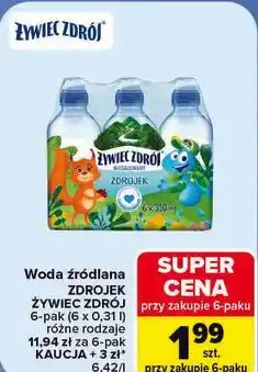 Carrefour Woda źródlana ZDROJEK ŻYWIEC ZDRÓJ 6-pak (6 x 0,31 l) oferta