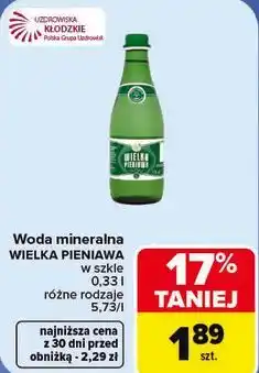 Carrefour Woda mineralna WIELKA PIENIAWA w szkle oferta