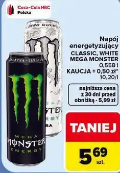 Carrefour Napój energetyzujący Classic, White MEGA MONSTER oferta