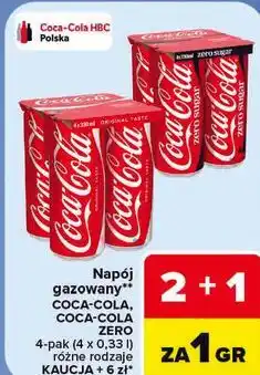 Carrefour Napój gazowany COCA-COLA, COCA-COLA ZERO 4-pak (4 x 0,33 l) oferta