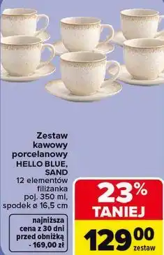 Carrefour Zestaw kawowy porcelanowy HELLO BLUE, SAND oferta