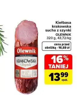 Carrefour Kiełbasa krakowska sucha z szynki Olewnik oferta