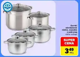 Carrefour Garnki nierdzewne niskie, wysokie z pokrywą oferta