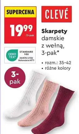 Biedronka Skarpety damskie z wełną, 3-pak oferta