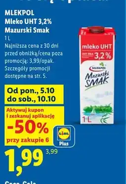 Lidl Mleko UHT Mazurski Smak Mlekpol 3,2% oferta