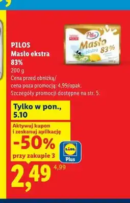 Lidl Masło ekstra Pilos 83% oferta