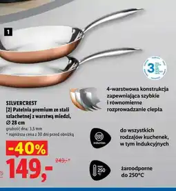 Lidl Patelnia premium ze stali szlachetnej z warstwą miedzi 28 cm SilverCrest oferta