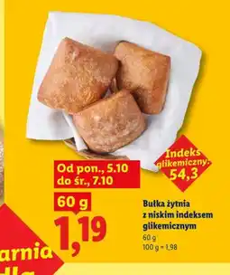 Lidl Bułka żytnia z niskim indeksem glikemicznym oferta