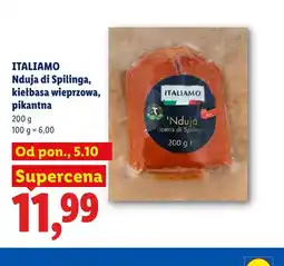 Lidl Nduja di Spilinga kiełbasa wieprzowa pikantna Italiamo oferta