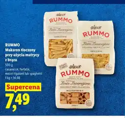 Lidl Makaron tłoczony przy użyciu matrycy z brązu casarecce Rummo oferta