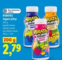 Lidl Jogurt pitny jagoda-banan Piratki oferta