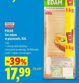 Lidl Ser edam w plastrach XXL Pilos oferta
