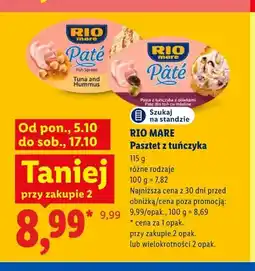 Lidl Pasztet z tuńczyka Tuna and Hummus Rio Mare oferta