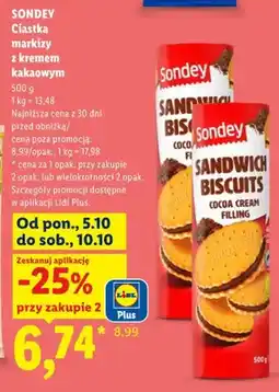 Lidl Ciastka markizy z kremem kakaowym Sondey oferta