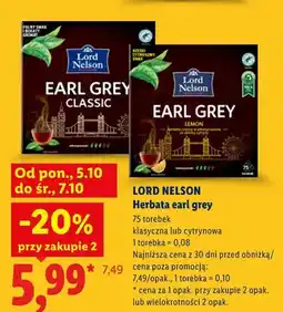 Lidl Herbata earl grey klasyczna Lord Nelson oferta