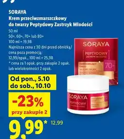 Lidl Krem przeciwzmarszczkowy do twarzy Peptydowy Zastrzyk Młodości 50+ Soraya oferta