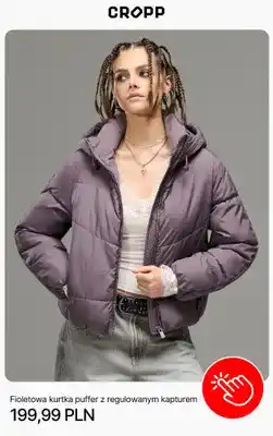 Cropp Fioletowa kurtka puffer z regulowanym kapturem Cropp oferta