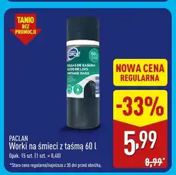 ALDI Worki na śmieci z taśmą 60 l Paclan oferta