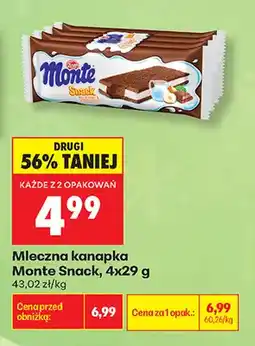 Biedronka Mleczna kanapka Monte Snack 4-pak oferta
