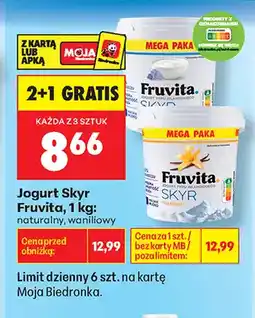 Biedronka Jogurt Skyr Fruvita naturalny oferta