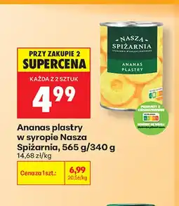 Biedronka Ananas w puszce plastry w syropie Nasza Spiżarnia oferta
