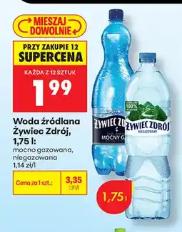 Biedronka Woda źródlana gazowana Żywiec Zdrój mocno oferta