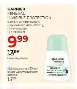 Jawa Drogerie Damski antyperspirant roll-on Mineral Invisible Protection Fresh Aloe Garnier oferta