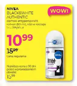 Jawa Drogerie Damski antyperspirant roll-on Black & White Authentic Nivea oferta