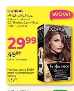 Jawa Drogerie Farba do włosów L'Oréal Preference 6,21 Bardzo Jasny Brąz oferta