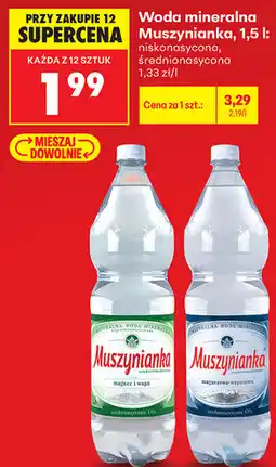 Biedronka Woda mineralna Muszynianka niskonasycona, średnionasycona oferta