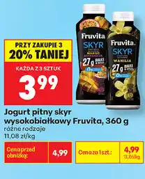 Biedronka Jogurt pitny skyr wysokobiałkowy Fruvita oferta