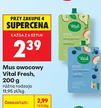 Biedronka Mus owocowy Vital Fresh, różne rodzaje oferta