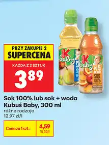 Biedronka Sok 100% lub sok + woda Kubuś Baby oferta