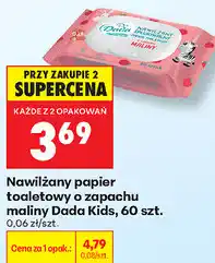 Biedronka Nawilżany papier toaletowy o zapachu maliny Dada Kids, 60 szt oferta