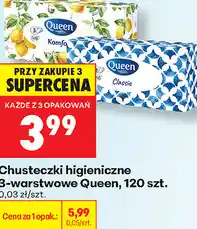 Biedronka Chusteczki higieniczne 3-warstwowe Queen oferta