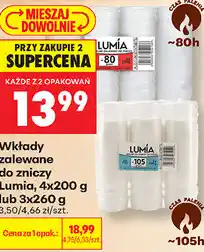 Biedronka Wkłady zalewane do zniczy Lumia, 4x200 g / 3x260 g oferta