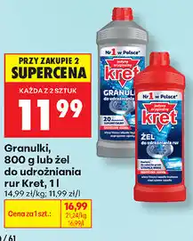 Biedronka Granulki, 800 g lub żel do udrożniania rur Kret, 1 l oferta