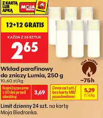 Biedronka Wkład parafinowy do zniczy Lumia oferta