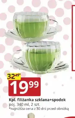 Prymus-AGD Komplet filiżanka szklana ze spodkiem 340 ml 2 szt oferta