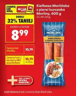 Biedronka Kiełbasa Morliňska z piersi kurczaka Morliny 400 g oferta