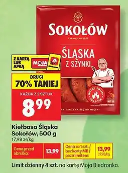 Biedronka Kiełbasa Śląska Sokołów, 500 g oferta